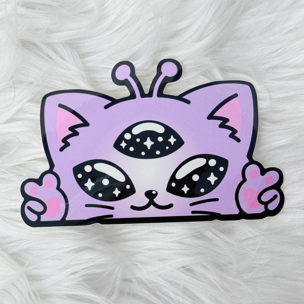 Giant Alien Kitty Peeker Sticker