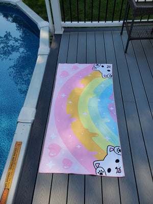 Rainbow Kitty Microfiber Bath Towel