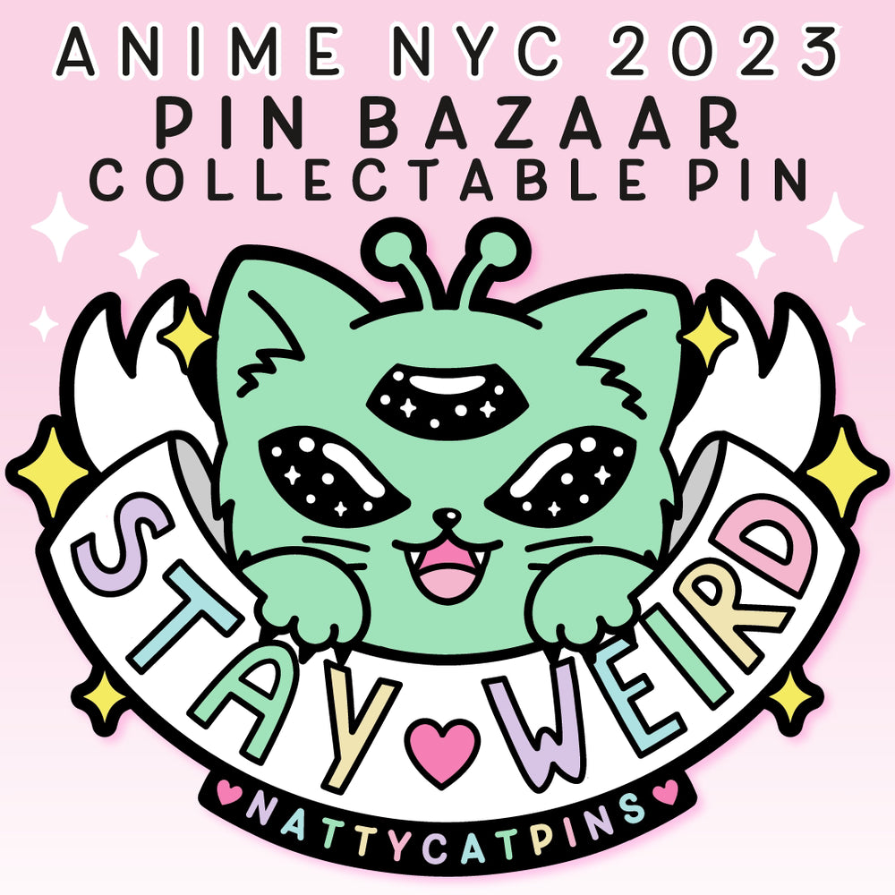 
            
                Load image into Gallery viewer, Anime NYC Exclusive “Stay Weird” Enamel Pin
            
        