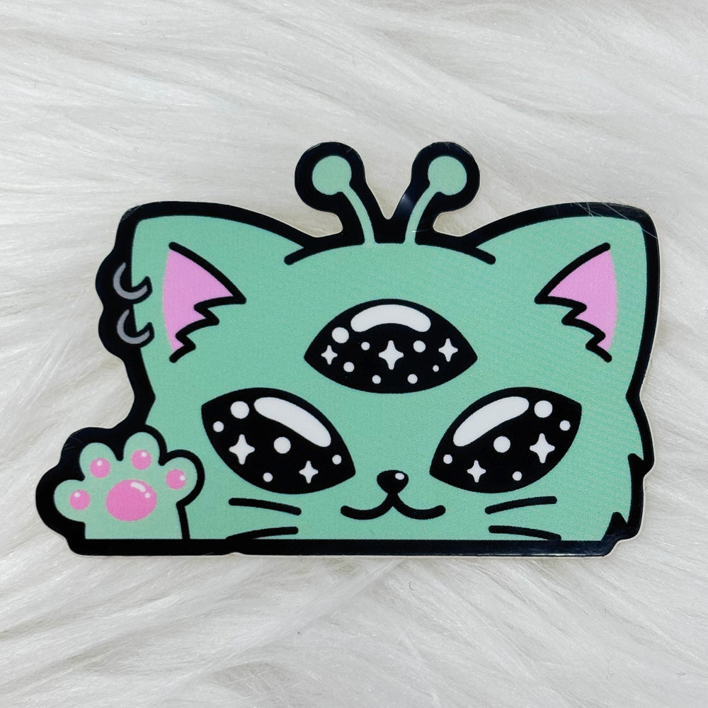 Mini Alien Kitty Peeker Sticker