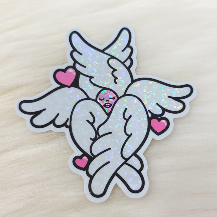 
            
                Load image into Gallery viewer, Kawaii Seraph Glitter Holographic Sticker
            
        