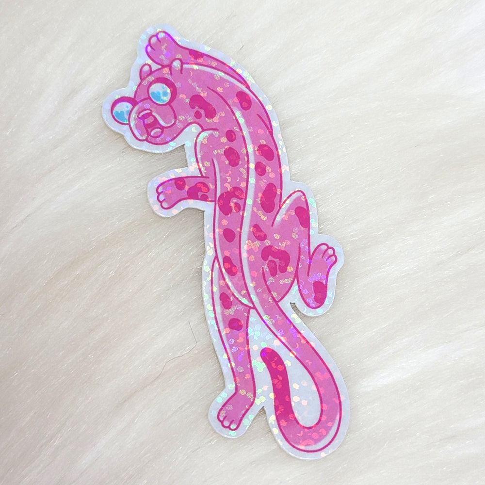 
            
                Load image into Gallery viewer, Vic Mesi Pink Climbing Panther Sticker
            
        