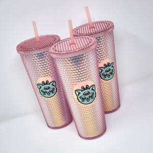 Alien Kitty Pink Holographic Tumblers