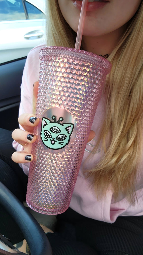 Alien Kitty Pink Holographic Tumblers