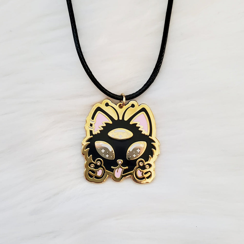 
            
                Load image into Gallery viewer, Alien Kitty Charm Necklace
            
        